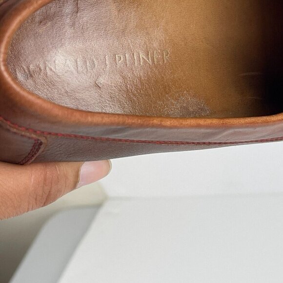 Donald J Pliner Mens Dustee Loafer Dress Shoes Brown Leather Moc Toe Slip On 10M - Picture 9 of 11